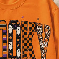 Spooky Season Spooky Season Sweatshirt and T-Shirt Halloween Fall Women Retro Patterned Varsity