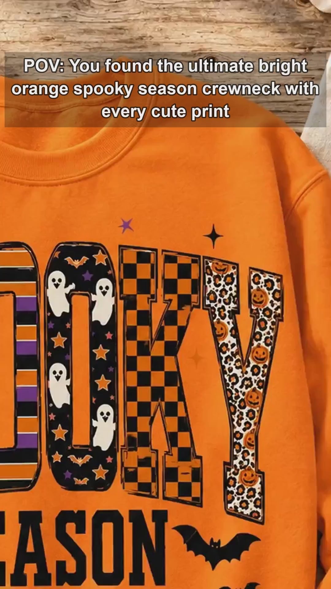 Spooky Season Spooky Season Sweatshirt and T-Shirt Halloween Fall Women Retro Patterned Varsity