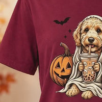 Personalized Dog Halloween T-Shirt Custom Dog Breed Ghost Boba Graphic Tee