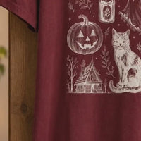 Vintage Halloween Spooky Tattoo Flash T-Shirt Halloween Fall Women Goth Witchy Retro