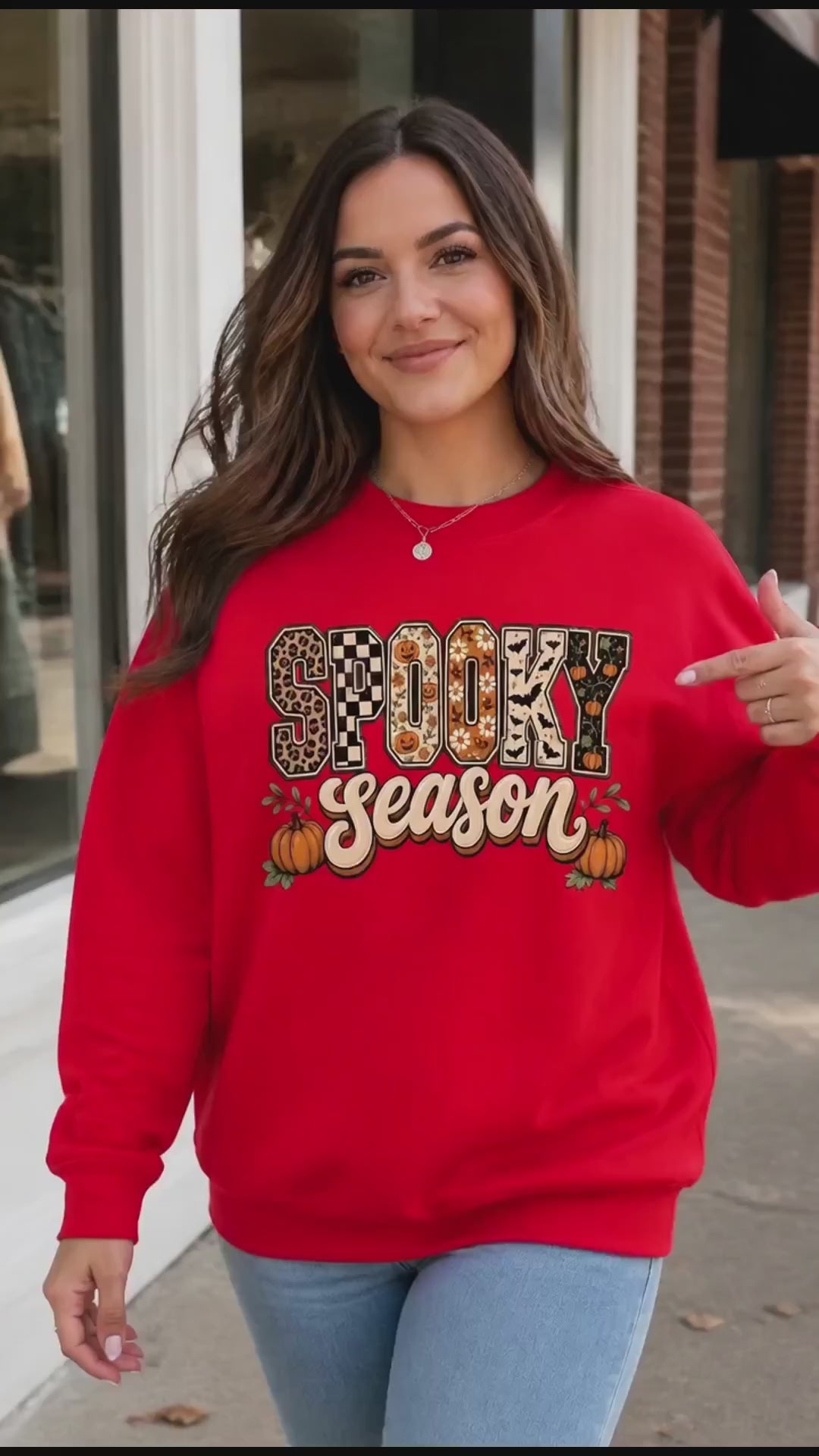 Women's Spooky Season Halloween Graphic Sweatshirt & Tee, Retro Leopard Checker Pumpkin Fall Top