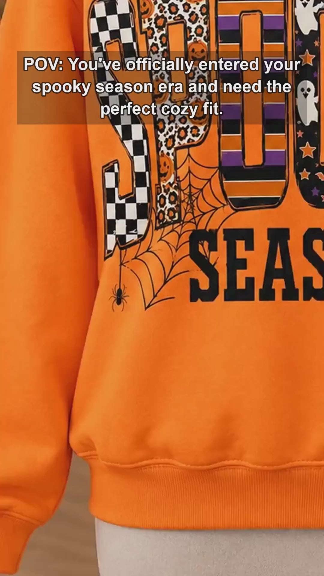 Spooky Season Spooky Season Sweatshirt and T-Shirt Halloween Fall Women Retro Patterned Varsity