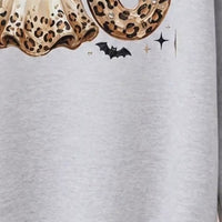 Leopard BOO Ghost Halloween Sweatshirt, Cute Spooky Ghost Graphic Crewneck, Black Bow Pumpkin Bat Design, Vintage Halloween Pullover, Cozy Fall Outfit, Funny Gift for Women Cat Lovers, Trendy Witchy Aesthetic Apparel