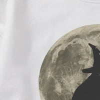 Cute Pug Witch Flying on Broom T-Shirt & Sweatshirt Full Moon Spooky Season Dog Lover Graphic Top