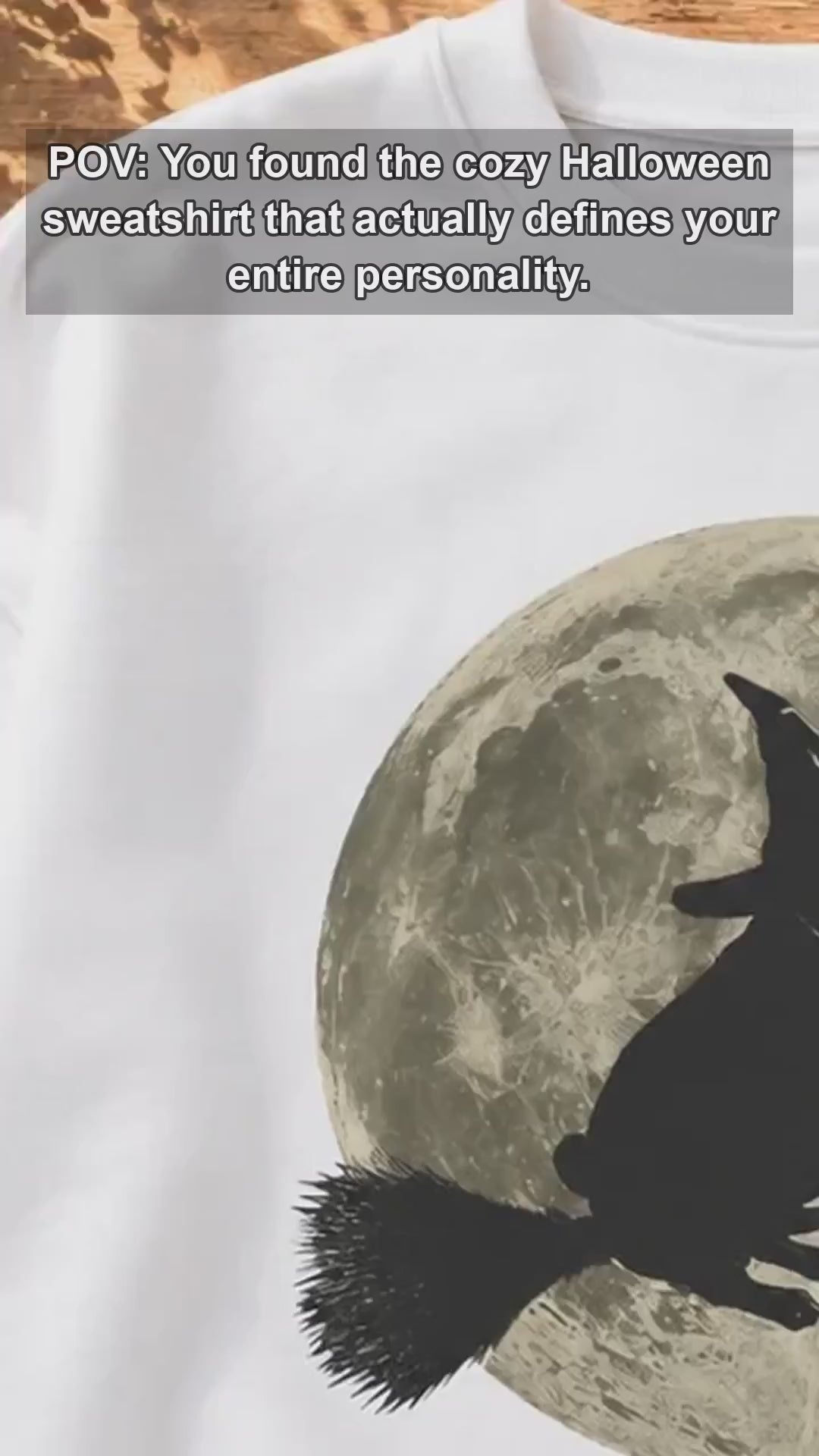 Cute Pug Witch Flying on Broom T-Shirt & Sweatshirt Full Moon Spooky Season Dog Lover Graphic Top