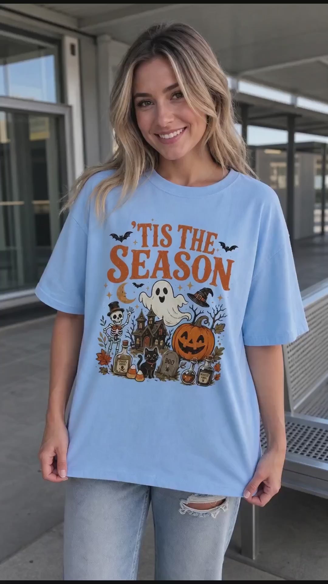 Women's Spooky Season Graphic Sweatshirt Vintage Witchy Halloween Cotton - Regular Fit Casual Streetwear