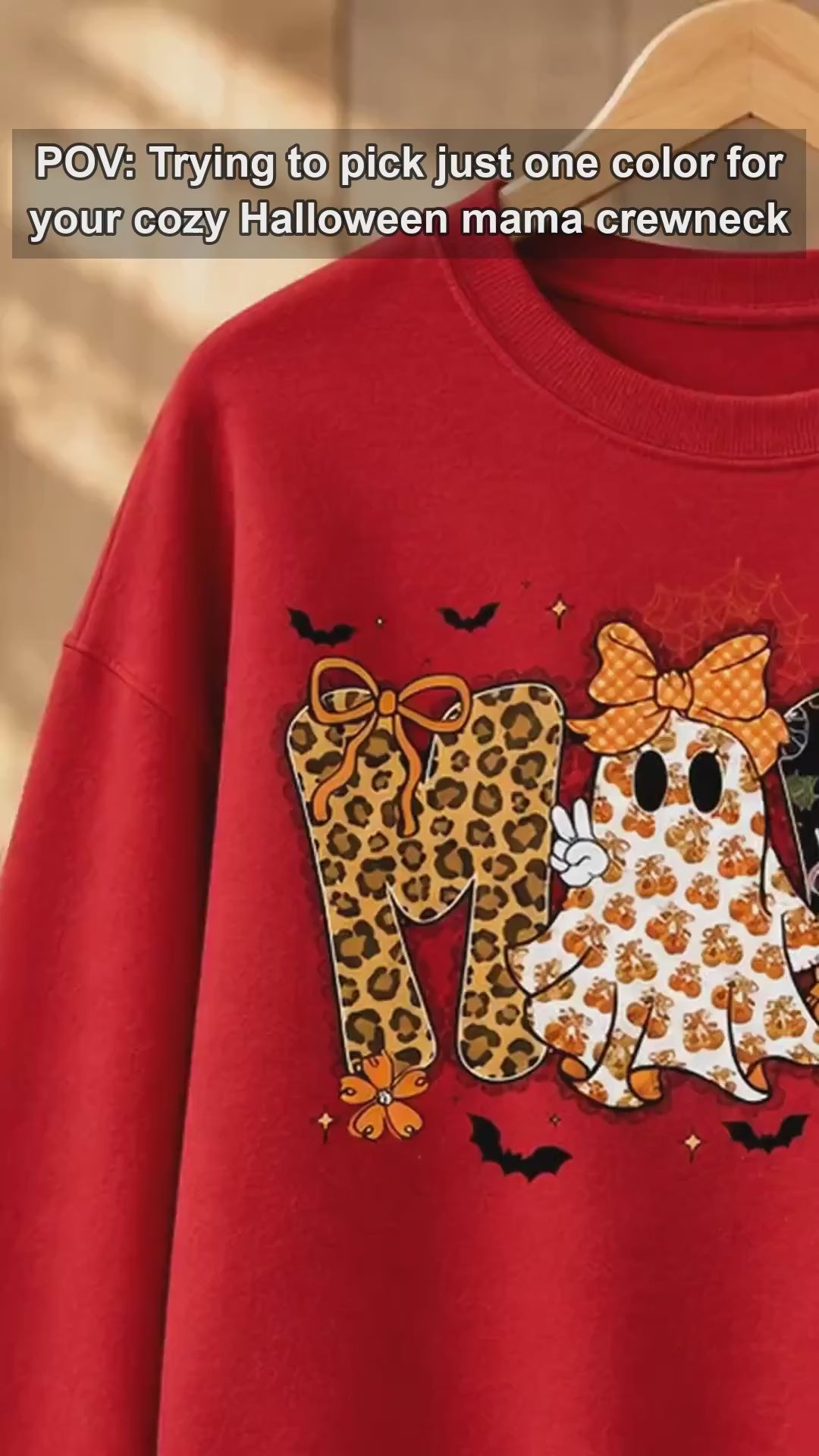 Halloween Mama Cute Ghost Sweatshirt Fall Pumpkin Women Retro Leopard Coquette