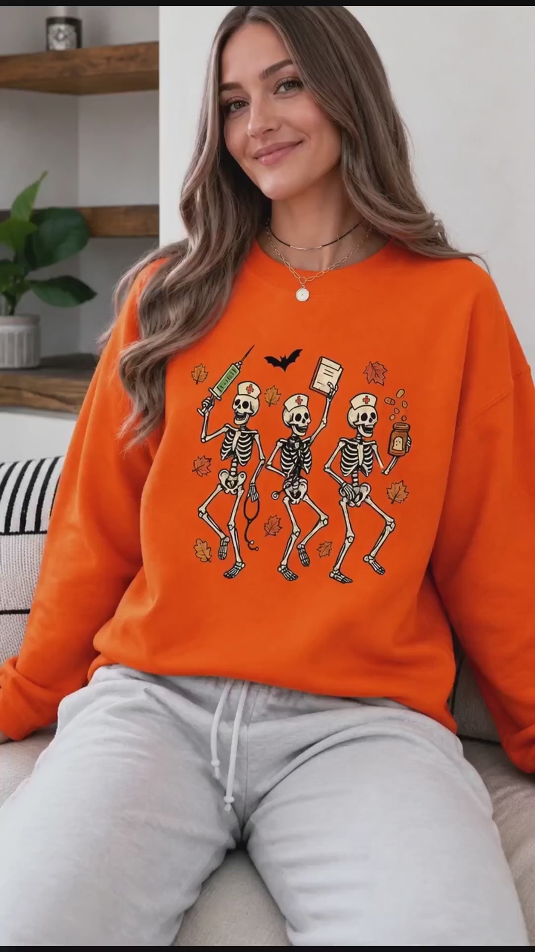 Halloween Nurse Skeleton Shirt Dancing Nurse Graphic Tee Spooky Medical Fall Gift