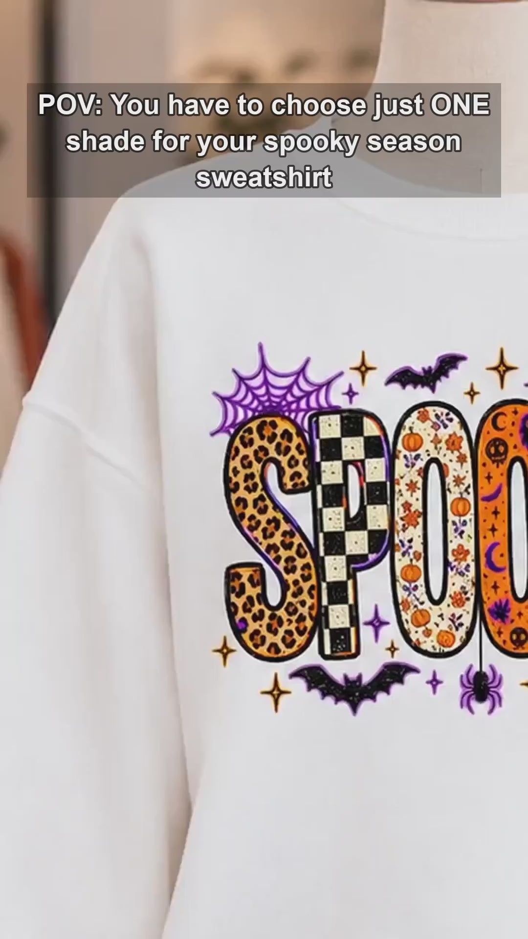 Retro Spooky Season Sweatshirt, Cute Leopard Plaid Pumpkin, Fall Halloween Graphic Gift for Women