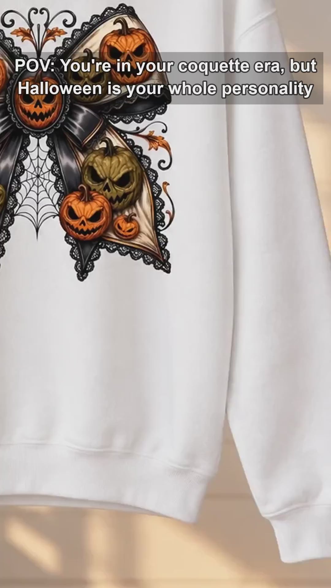 Gothic Halloween Bow Jack O Lantern Sweatshirt and T-Shirt Spooky Fall Women Vintage Coquette