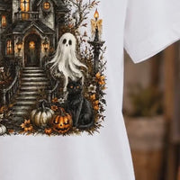 Vintage Haunted Mansion Graphic Pullover Top Halloween Gothic Spooky Season Sweatshirt