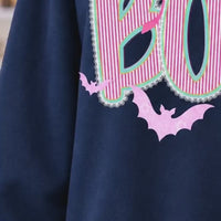 Cute Coquette Halloween Graphic Top Pink Bow BOO Bats Preppy Spooky Season Shirt