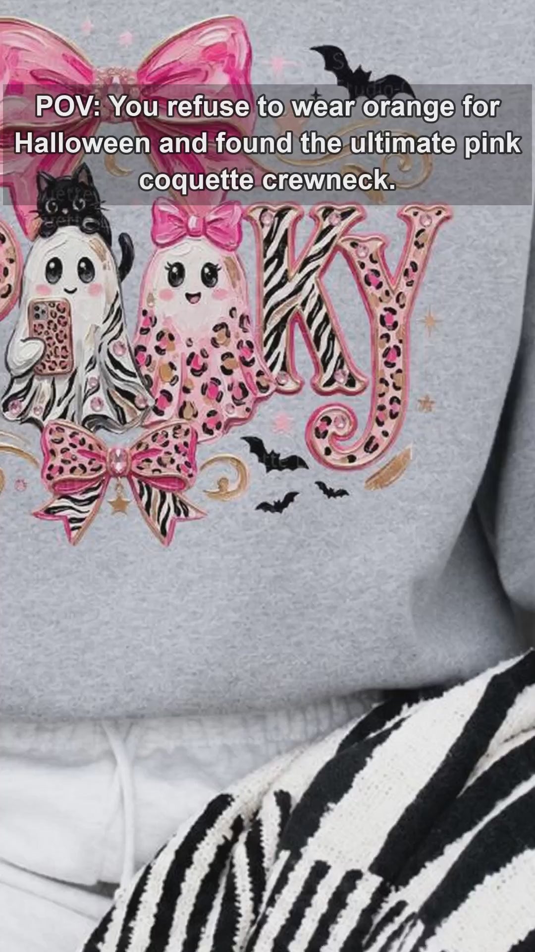 Pink Coquette Halloween Sweatshirt, Girly Fall Gift