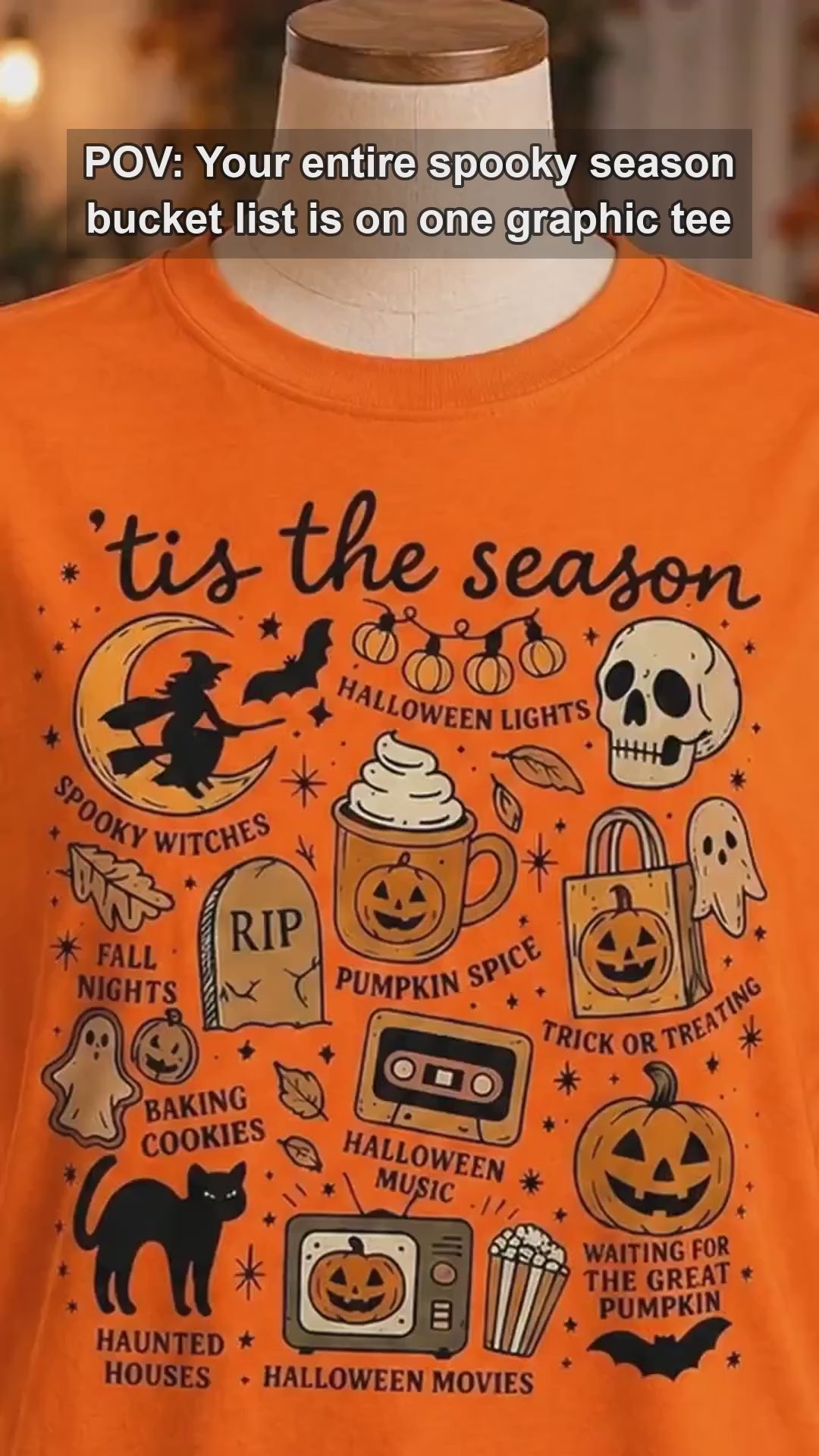Tis The Season Halloween Graphic T-Shirt Cute Retro Spooky Season Fall Activities Short Sleeve Tee
