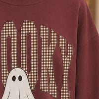 Spooky Ghost Sweatshirt Spooky Gingham Ghost Halloween Women Cute Retro