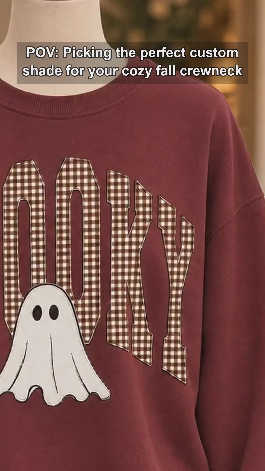 Spooky Ghost Sweatshirt Spooky Gingham Ghost Halloween Women Cute Retro