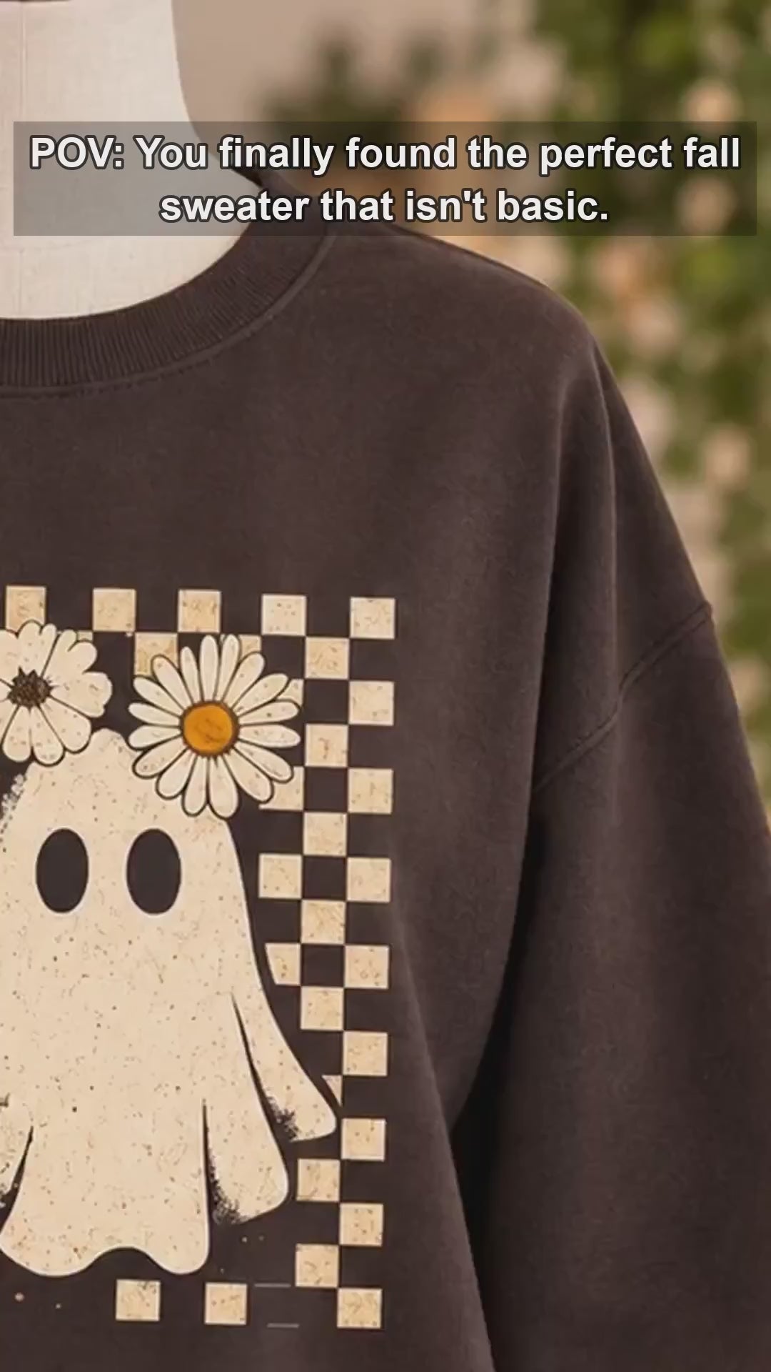 Floral Ghost Sweatshirt Daisy Spooky Fall Halloween Women Retro Boho