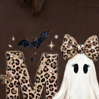 Personalized Halloween Leopard Ghost Sweatshirt, Custom Choose Your Grandma Mama Nickname, Cute Spooky Fall Mom Grandma Gift for Women - giftcuztom.com