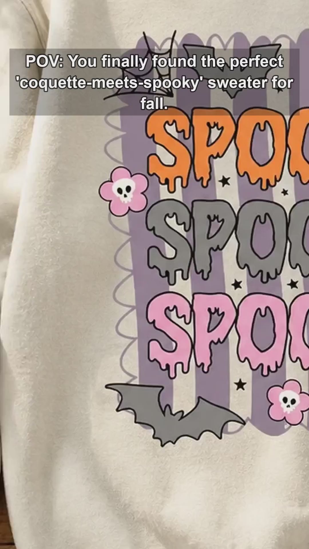 Spooky Season Spooky Spooky Spooky Sweatshirt and T-Shirt Halloween Fall Women Retro Cute Pastel Coquette