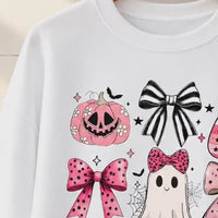 Pink Halloween Ghost Bow Spooky Coquette Icons Sweatshirt and T-Shirt Fall Spooky Season Gift Women Cute Pastel Retro Aesthetic - giftcuztom.com