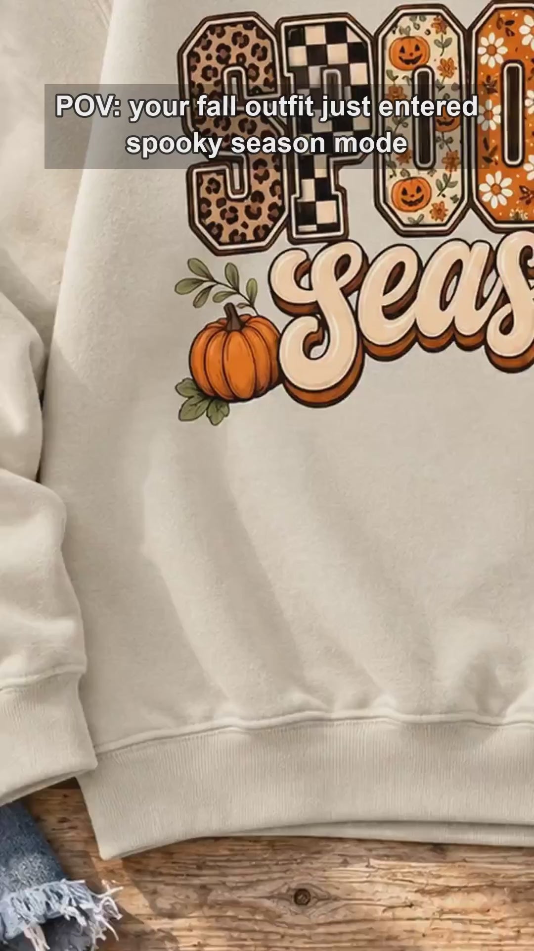 Women's Spooky Season Halloween Graphic Sweatshirt & Tee, Retro Leopard Checker Pumpkin Fall Top