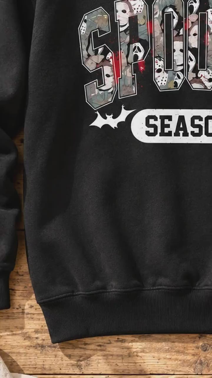 Spooky Season Horror Collage Sweatshirt Halloween Fall Unisex Retro Graphic