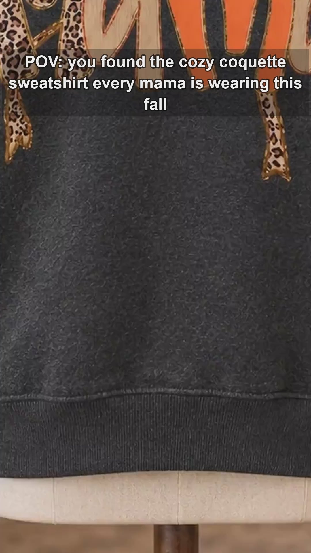 Women's Charcoal Leopard Bow Crewneck Sweatshirt, Personalized Grandma Mom Nickname Cotton-Poly Pullover, Coquette Fall Casual Unisex Fit Top - giftcuztom.com