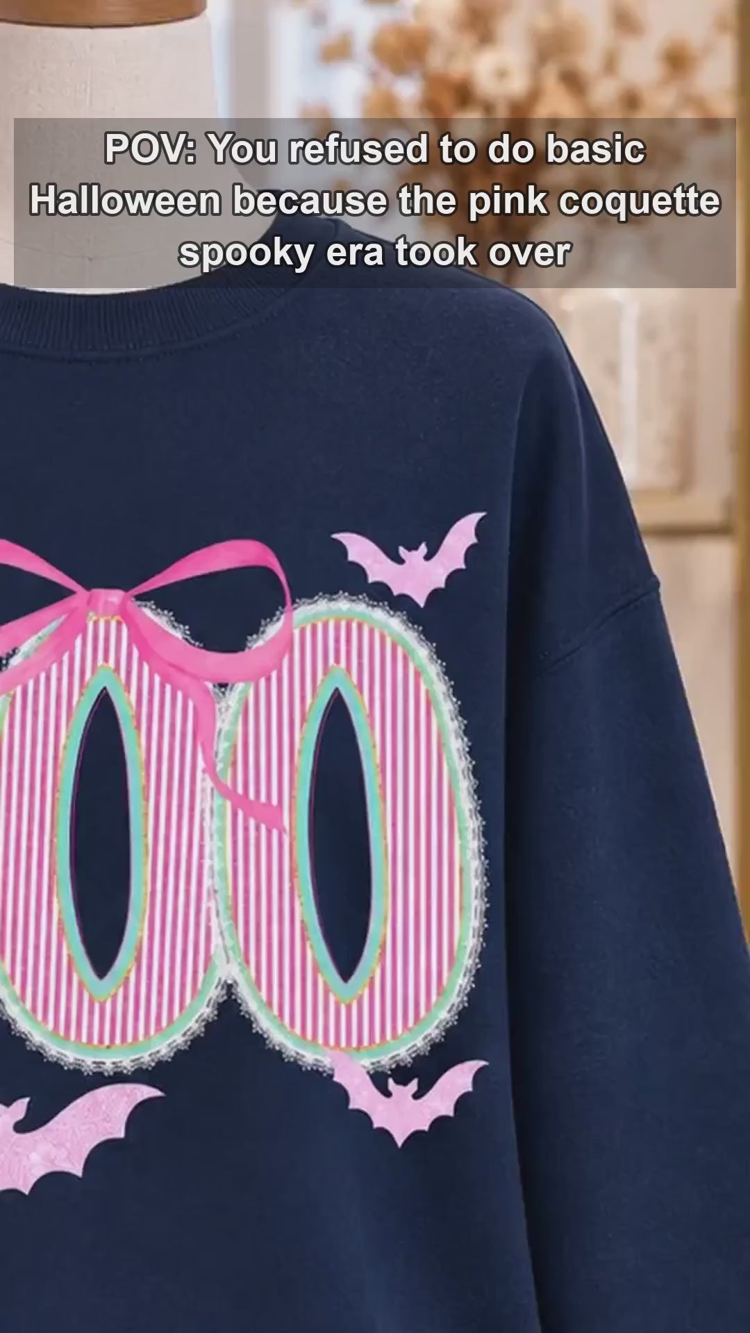 Cute Coquette Halloween Graphic Top Pink Bow BOO Bats Preppy Spooky Season Shirt