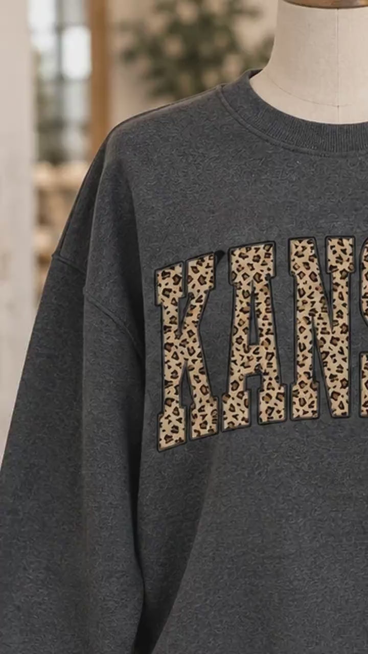 Custom US State Leopard Print Sweatshirt Vintage Collegiate Crewneck Hometown Pride Pullover - giftcuztom.com