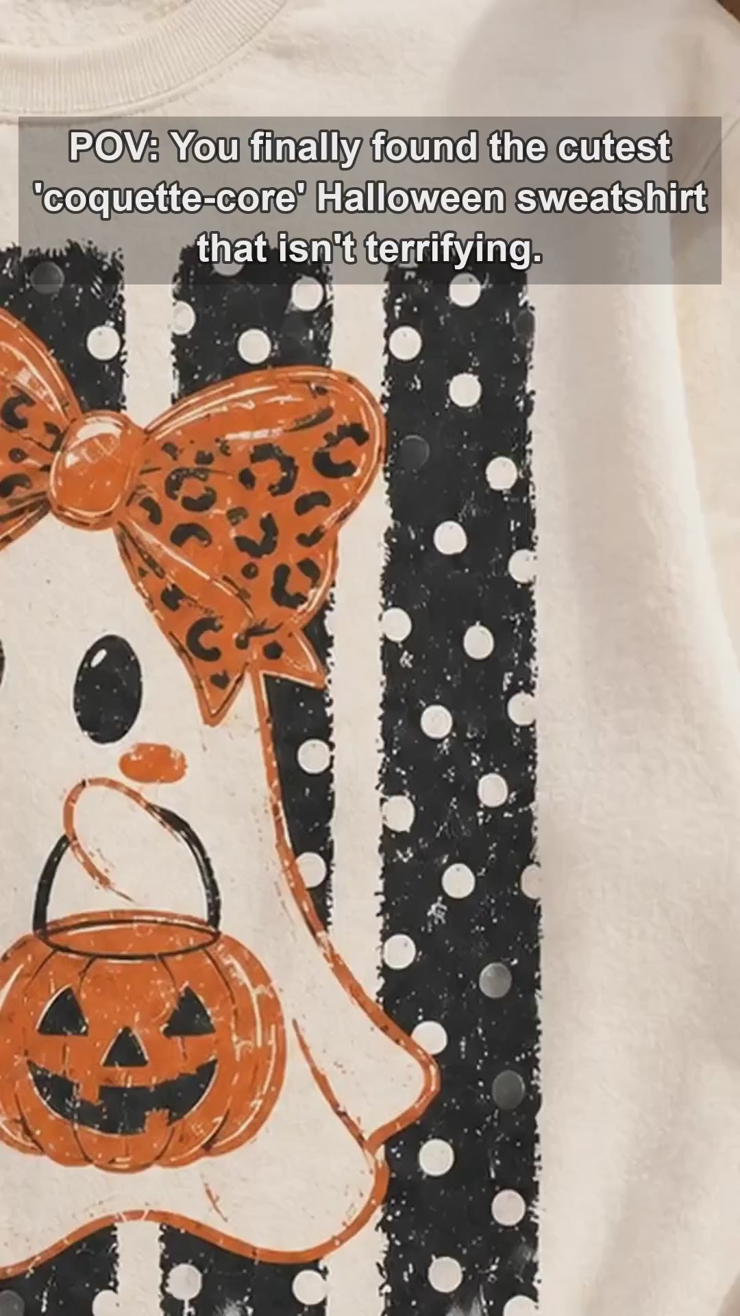 Halloween Ghost Sweatshirt Leopard Bow Ghost Pumpkin Spooky Season Women Cute Retro
