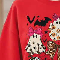 Coquette Halloween Spooky Bows Ghosts Sweatshirt and T-Shirt Spooky Season Fall Women Cute Leopard Retro Graphic