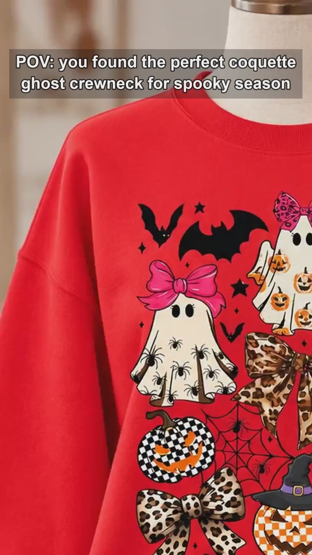 Coquette Halloween Spooky Bows Ghosts Sweatshirt and T-Shirt Spooky Season Fall Women Cute Leopard Retro Graphic