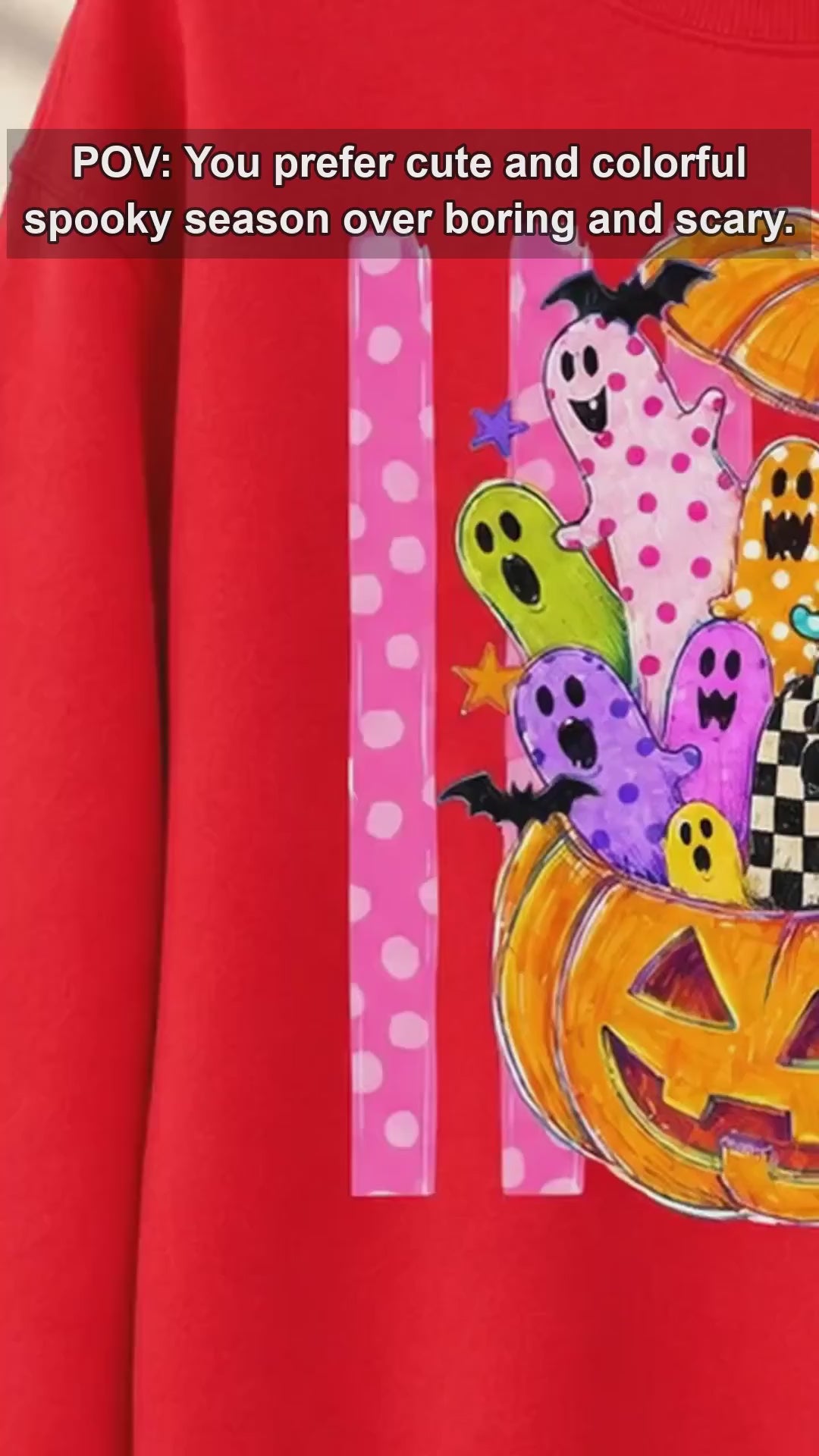 Cute Ghost Pumpkin Colorful Spooky Ghosts Sweatshirt and T-Shirt Halloween Fall Unisex Retro Cute