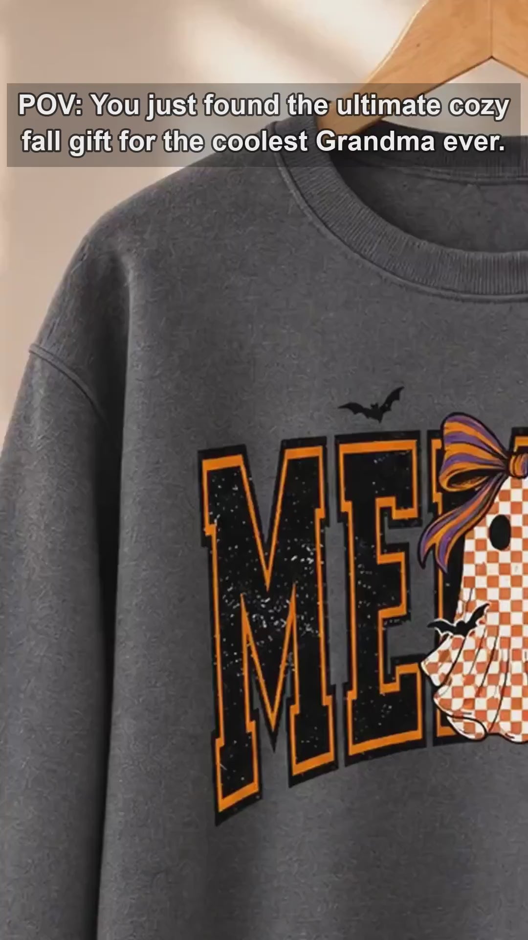 Personalized Halloween Grandma Sweatshirt, Custom Choose Your Nickname Ghost Graphic Spooky Season, Cute Fall Mimi Gigi Gift