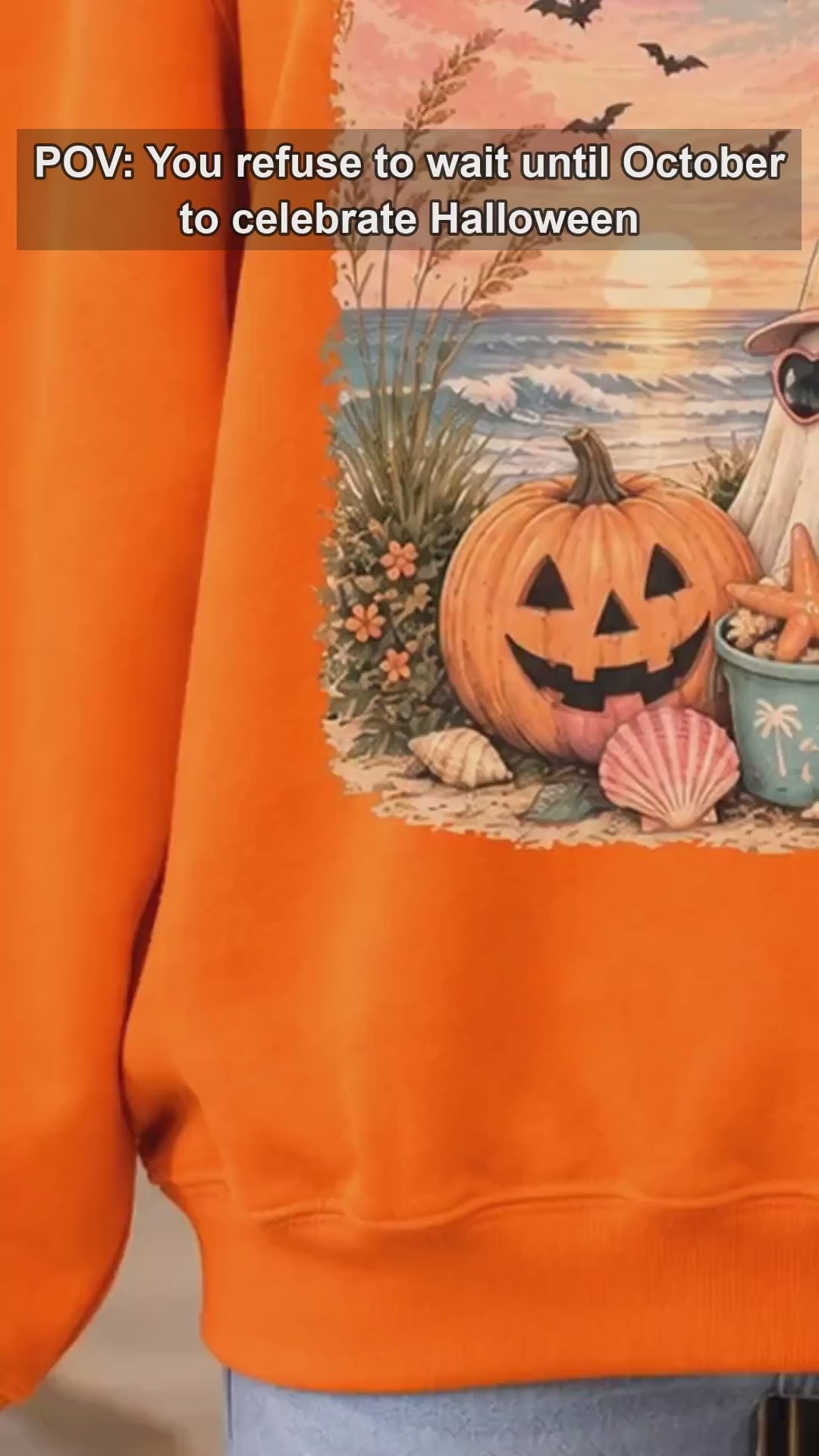 Summerween Sweatshirt and T-Shirt Summerween Ghost Beach Pumpkin Summer Halloween Vacation Unisex Retro Tropical Spooky