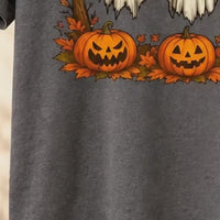 Women's Hangin With My Boos Halloween T-Shirt Cute Ghost & Pumpkin Graphic Tee Spooky Season Casual Top