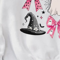 Pink Halloween Ghost Bow Spooky Coquette Icons Sweatshirt and T-Shirt Fall Spooky Season Gift Women Cute Pastel Retro Aesthetic - giftcuztom.com