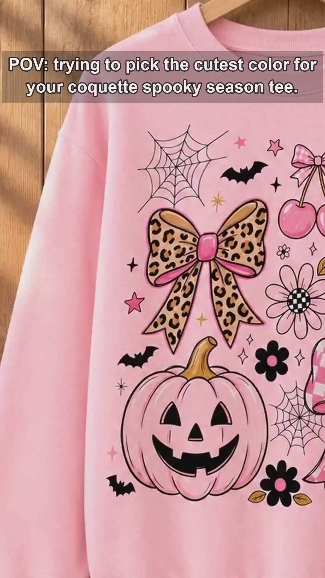 Coquette Halloween Pink Ghost Pumpkin Bow Sweatshirt Spooky Season Women Cute Girly Leopard Bow Design