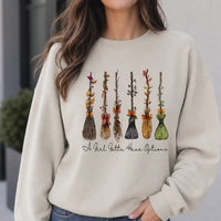 A Girl Gotta Have Options Witch Broom Shirt, Funny Halloween Tee or Sweatshirt for Women, Cute Vintage Fall Broom Graphic
