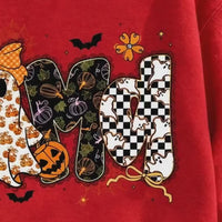 Halloween Mama Cute Ghost Sweatshirt Fall Pumpkin Women Retro Leopard Coquette