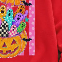Cute Ghost Pumpkin Colorful Spooky Ghosts Sweatshirt and T-Shirt Halloween Fall Unisex Retro Cute