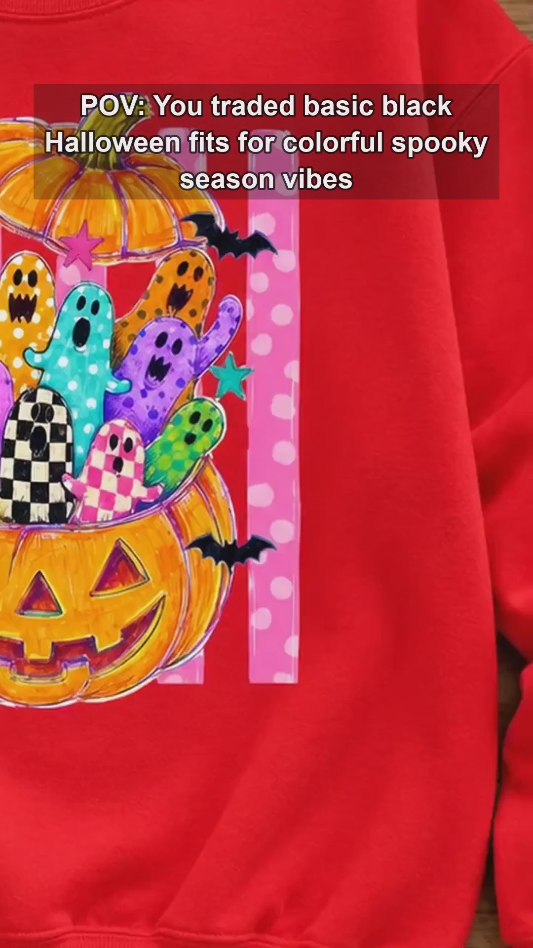 Cute Ghost Pumpkin Colorful Spooky Ghosts Sweatshirt and T-Shirt Halloween Fall Unisex Retro Cute