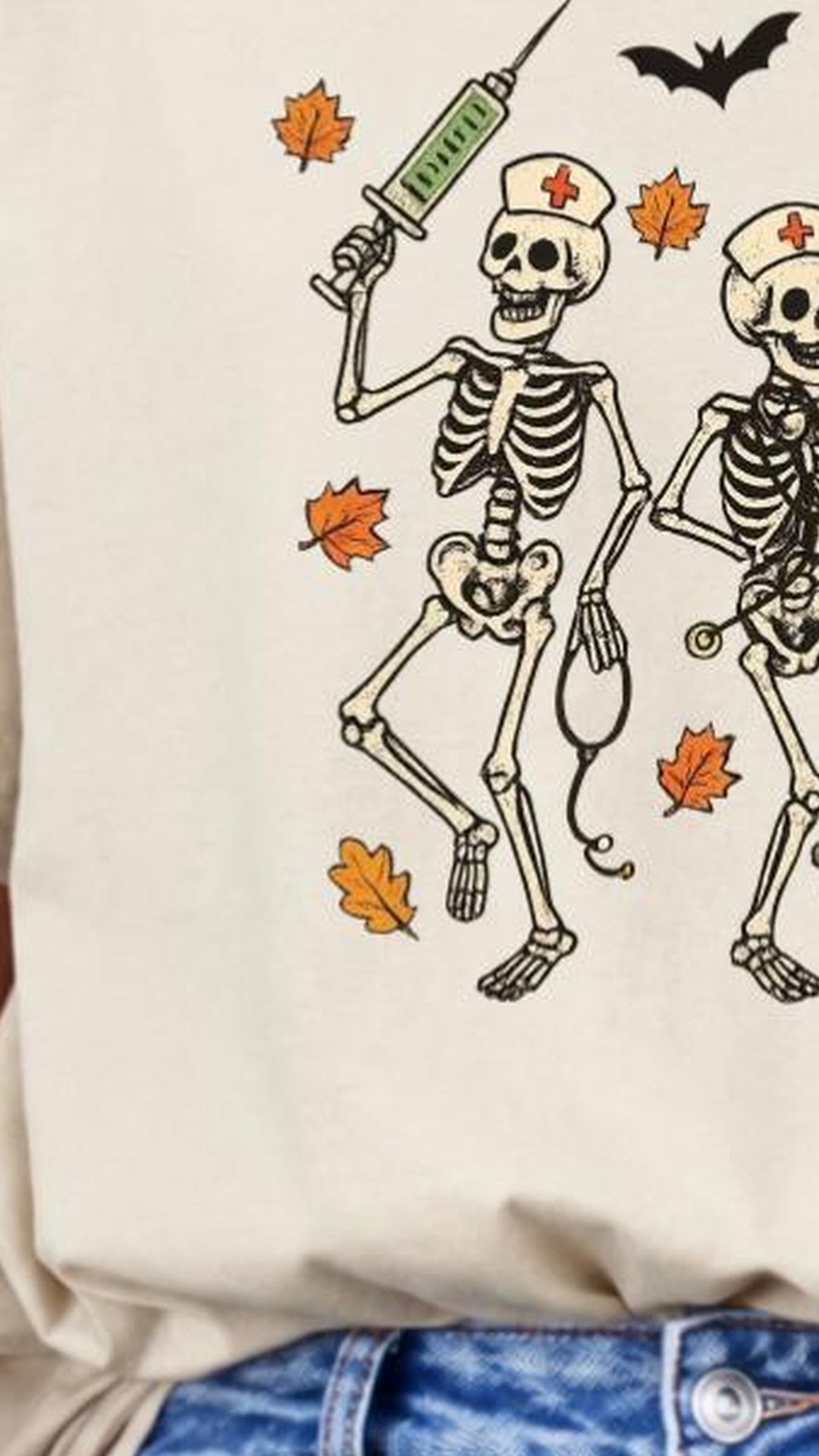 Halloween Nurse Skeleton Shirt Dancing Nurse Graphic Tee Spooky Medical Fall Gift