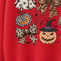 Coquette Halloween Spooky Bows Ghosts Sweatshirt and T-Shirt Spooky Season Fall Women Cute Leopard Retro Graphic