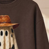 Cowboy Ghost T-Shirt Cowboy Hat Cow Print Western Halloween Unisex Rustic Fall Graphic