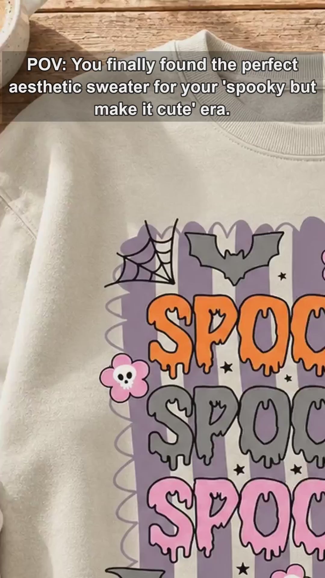 Spooky Season Spooky Spooky Spooky Sweatshirt and T-Shirt Halloween Fall Women Retro Cute Pastel Coquette
