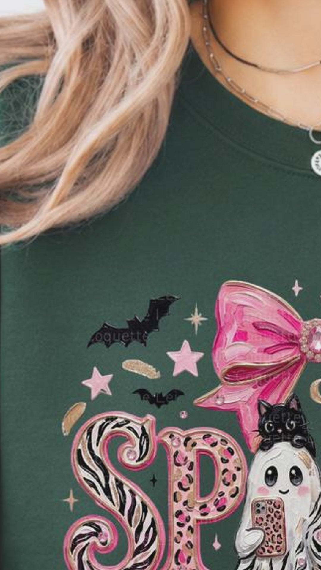 Pink Coquette Halloween Sweatshirt, Girly Fall Gift