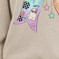 Pastel Ghost Bow Beachy Spooky Season Sweatshirt and T-Shirt Halloween Women Coquette Retro