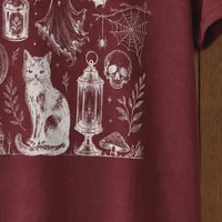 Vintage Halloween Spooky Tattoo Flash T-Shirt Halloween Fall Women Goth Witchy Retro