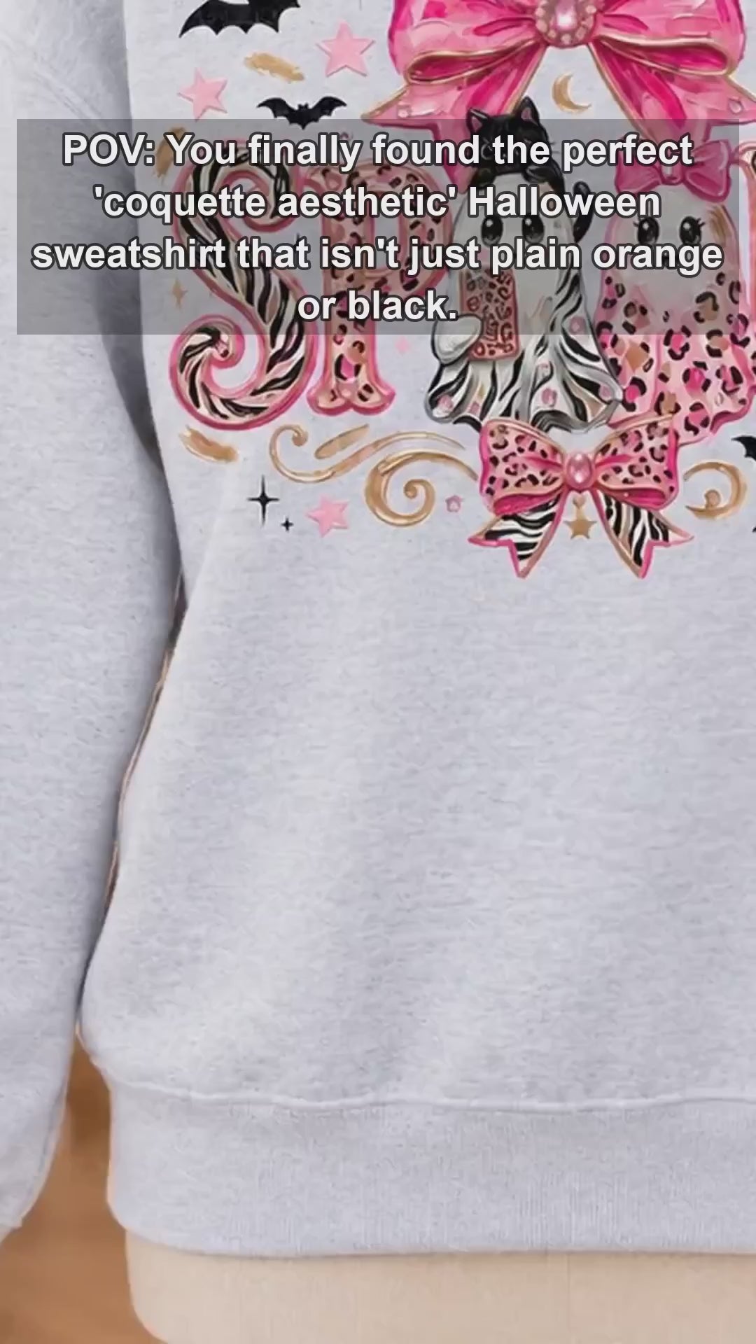 Pink Coquette Halloween Sweatshirt, Girly Fall Gift